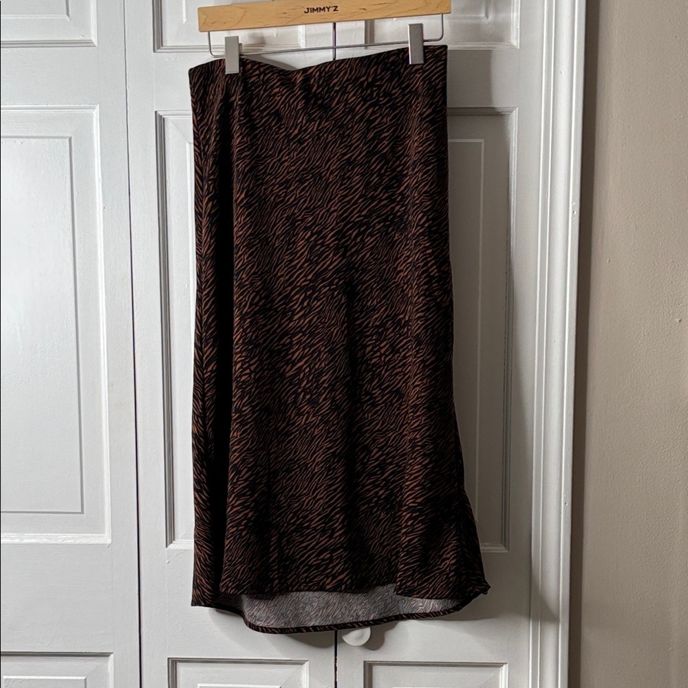Rachel Zoe Brown and Black Printed Slip Midi Skirt